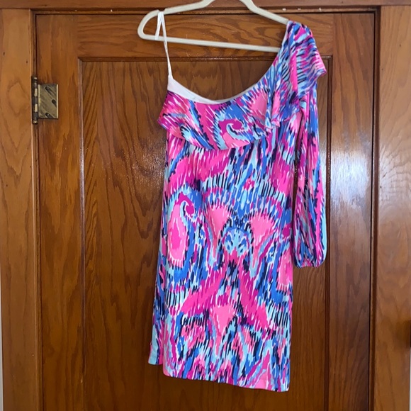 NWOT Lilly Pulitzer One-Shoulder Amante Silk Dress - Picture 3 of 10